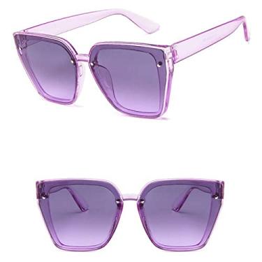 Imagem de Óculos de sol quadrado feminino vintage oversized design olho de gato óculos de sol feminino oceano cor gradiente cateye oculos de sol, 1, tamanho único