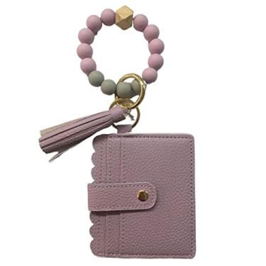 Imagem de Kasituny Bolsa de dinheiro casual feminina pulseira carteira bolsa presente botão de pressão Roxo