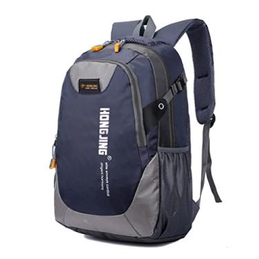 Imagem de Mochila à prova d'água 30L mochila mochila para uso externo escalada bolsa com zíper casual estudante roupa unissex bolsa de armazenamento, azul escuro