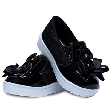 Imagem de Tênis Slip On Infantil Menina Laço Flores 11.42 (20, Preto)
