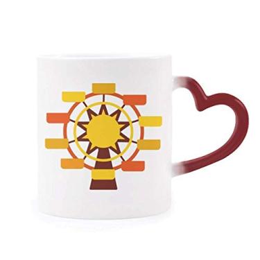 Imagem de Caneca sensível ao calor com ilustração colorida de roda-gigante do parque de diversões, copo de grés que muda de cor vermelha
