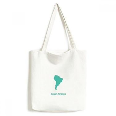 Imagem de Bolsa de lona com mapa de ilustração verde da América do Sul bolsa de compras casual bolsa de mão