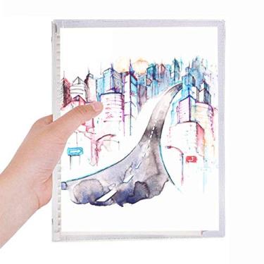 Imagem de Caderno de aquarela City Building Highway Streetlight de folhas soltas diário recarregável
