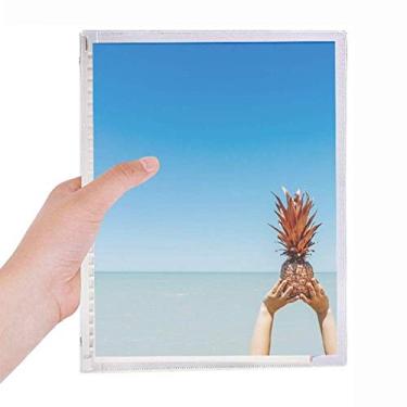 Imagem de Caderno de anotações de folhas soltas com estampa de oceano e praia e abacaxi