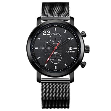 Imagem de Relógio de Pulso Masculino Sinobi Relógio de Quartzo Aço Inoxidável Milanês À Prova D'agua (C2)