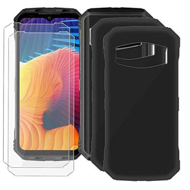Imagem de Ikiiqii Capa para Doogee V Max (6,5 polegadas) Capa protetora de telefone de silicone macio TPU 2 peças amortecedores pretos + 2 peças de dureza 9H HD protetor de tela de vidro temperado