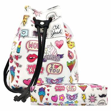 Imagem de Kit Infantil Feminino Bolsa e Estojo Stickers, Magicc KI-078