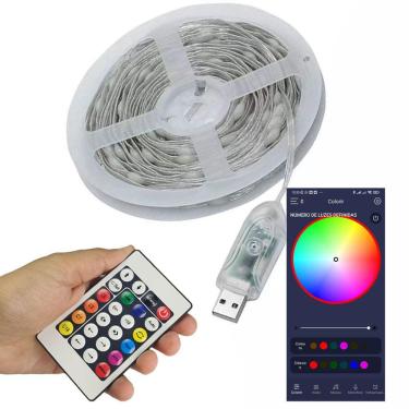 Imagem de Fita Led Aplicativo Celular App 20 Metros Colorida Cores RGB Controle Decoraçao Estante...