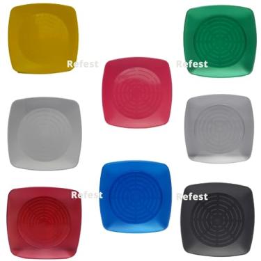 Imagem de Kit 50 Pratos Descartáveis P/Bolo Ou Sobremesa Festa Tipo Acrílico Sortidos