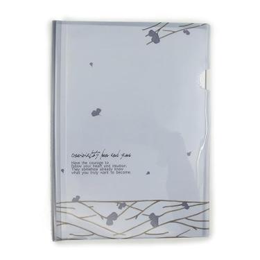 Imagem de Pasta Organizadora Documentos Papel A4 Fecho Papelaria Fofa Escritório Escolar (Cinza)