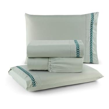 Imagem de Jogo de Cama Casal 300 Fios com Bordado 4 peças Cor:leaves