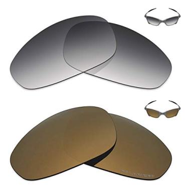 Imagem de Mryok+ 2 pares de lentes polarizadas de substituição para óculos de sol Oakley Juliet – Cinza dégradé tingido/bronze dourado