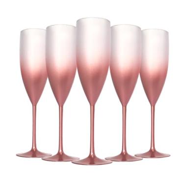 Imagem de 5 Taças Champanhe Acrílico Degrade 160ml Natal Festas Drink Cor:Rose Gold