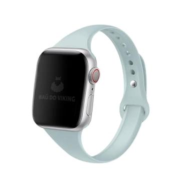 Imagem de Pulseira Silicone Sport Fina Esportiva Slim, compatível com Apple Watch (38mm/40mm/41mm, Azul-Turquesa)