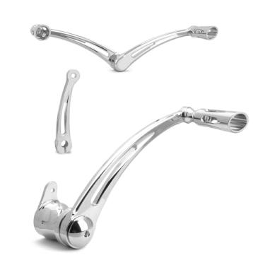 Imagem de TOPRAMETAL Alavancas de câmbio de dedo do pé do calcanhar de freio cromadas corte de borda CNC adequadas para Harley Road King Electra Road Street Glide 97-07 Touring