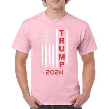 Imagem de Camiseta masculina Donald Trump Bandeira Americana 2024 45 47 America First MAGA President Republican Conservative FJB, Rosa claro, M