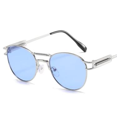 Imagem de Óculos de sol redondos retrô da moda, armação pequena, primavera, vigas duplas, vintage, punk, luxo, uv400, c8, tamanho único