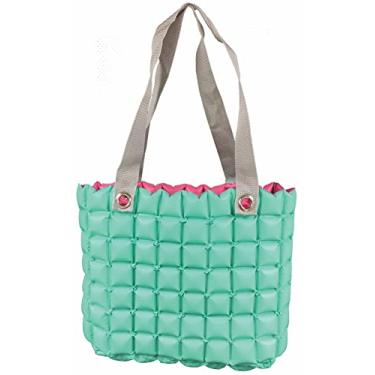 Imagem de Gff Bolsa de praia inflável para mulheres -40,6 x 35,5 x 10,2 cm, bolsa de plástico reversível de PVC, alça de nylon, impermeável, grande, bolsa de viagem, bolsas de ombro para piscina, praia,