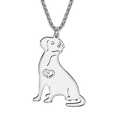 Imagem de DALANE Colar de aço inoxidável fofo para cães Pug banhado a ouro 18 quilates, joias para animais de estimação, presentes para mulheres, meninas, amantes de cães, Medium, Aço inoxidável, Sem Pedra