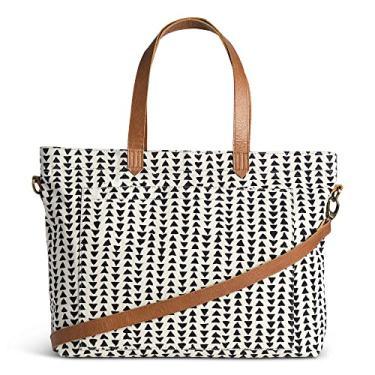 Imagem de DEMDACO Bolsa de viagem triangular preta 40,6 cm x 32,5 cm de tecido de algodão e couro, Preto, 16 x 12.5