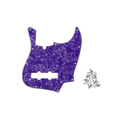 Imagem de ROZILO Palheta de guitarra roxa Pearl Jazz Bass Pickguard de 10 furos para para-lama de 4 cordas Jazz Bass estilo moderno