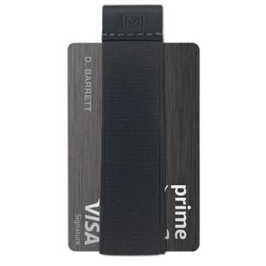 Imagem de Modern Carry Carteira minimalista de desenho rápido para homens e mulheres, faixa elástica, suporte mínimo para cartão de crédito com aba de couro, pegador de cartão para unhas longas, clipe de dinheiro alternativo (preto), Cinza escuro, One Size, Carteira para cartão de crédito
