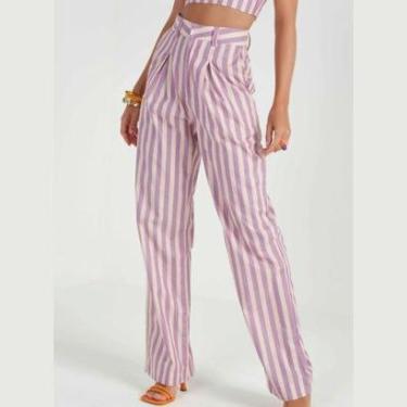 Imagem de Calça Colcci Alfaiataria Reta Listrada-Feminino