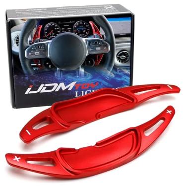 Imagem de iJDMTOY Extensões de câmbio de volante de alumínio vermelho esportivo compatíveis apenas com Mercedes Benz A45 C63 E53 E63 S63 CLA45 GLA45 GLB35 GLC43 GLC63 GLE63 G63 AMG