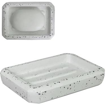 Imagem de Saboneteira Porta Sabonete e Sabão Artesanal Peônia Com Cantos Arredondados De Cimento Com Granilite