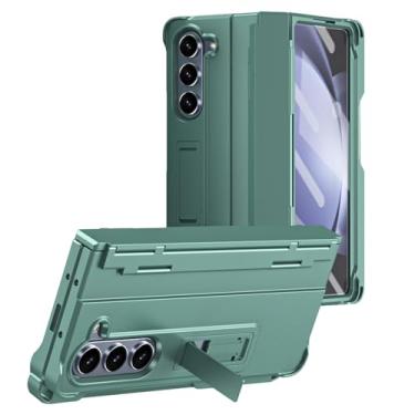 Imagem de POYUFRG Capa à prova de choque para Samsung Galaxy Z Fold 6, proteção total da dobradiça, capa dobrável invisível com suporte para caneta S, verde