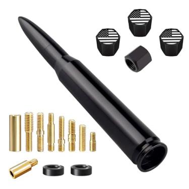 Imagem de Antena bala de caminhão de carro com tampas de haste de válvula, mastro de antena universal para GM Chevy Silverado 1500 2500 3500 HD Avalanche Ford F150 F250 F350 Acessórios de Jeep Heavy Duty Pickup