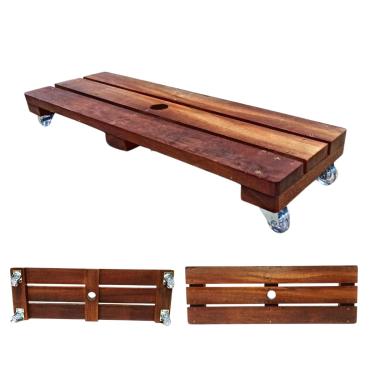 Imagem de Suporte Para Vaso De Planta Jardineira 80x20 Cm Rodinhas Cristal