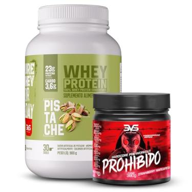 Imagem de 3VS Nutrition Combo Pré Treino Prohibido 360g + Whey Protein Concentrado 900g Sabor Pistache