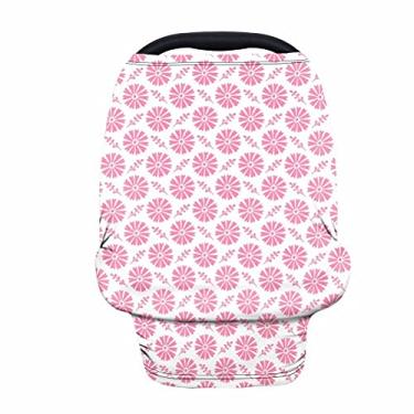 Imagem de GOSTONG Capa de amamentação com estampa de flores rosa capa para assento de carro de bebê, dossel de cadeirinha de carro, carrinho de compras, cadeira alta, cachecóis infinitos, xale presentes para bebês
