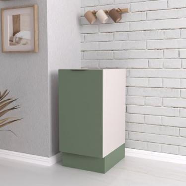 Imagem de Balcão 1 Porta 40cm sem Tampo com Rodapé Puxador 150mm Ipanema CabeCasa MadeiraMadeira Verde Folha/Branco