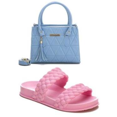 Imagem de Bolsa Feminino Lançamento + Sandalia Rasterinha Feminina leve confortavel-Feminino