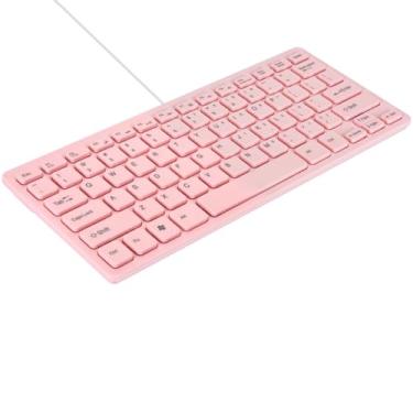 Imagem de MCSaite Mini teclado com fio de 78 teclas – com capa de teclado para laptop Mac Windows 10/8/7/Vista/XP (rosa + filme de teclado)