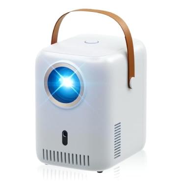 Imagem de Projetor alimentado por bateria, projetor 4K com WiFi 5G e Bluetooth, projetor portátil 600 ANSI com foco elétrico, mini projetor para uso externo/doméstico (E21 branco)