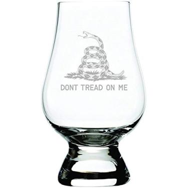 Imagem de Copo de uísque de cristal gravado com citação Don't Tread On Me compatível com acessórios Glencairn
