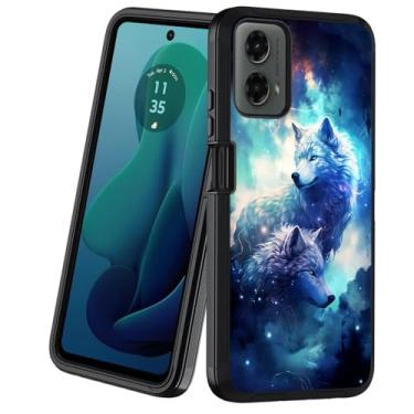 Imagem de BXIKEOPIU Capa para Motorola Moto G 5G 2024 / Moto G Play 5G 2024, capa protetora resistente à prova de choque de 3 camadas à prova de poeira/queda para Moto G 5G 2024, lobo branco