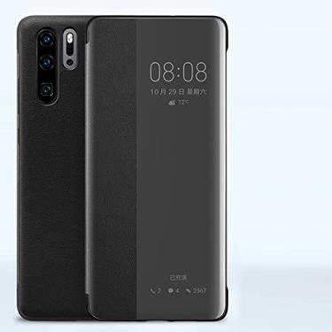 Imagem de Moda luxuosaCapa original Smart View Window Flip Case para Huawei P40 P30 P20 P10 Plus Mate 9 10 20 30 Pro Lite Honor 8X 10 10i Bolsa de Couro, Preta, para Mate 30 Pro