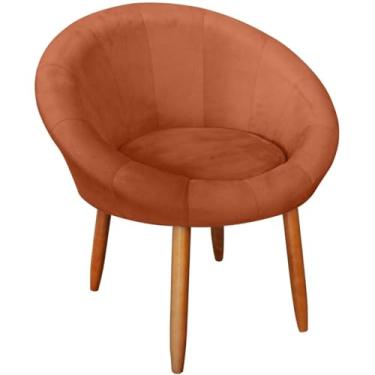 Imagem de Poltrona para Recepção Decorativa confortável tecido veludo confortável pés de madeira reforçado MOBLAN decor (TERRACOTA)