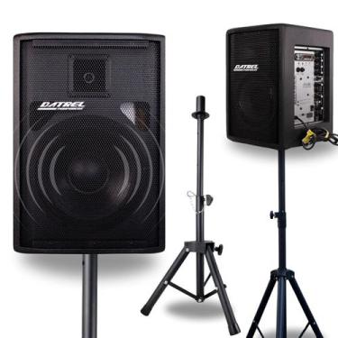Imagem de Kit caixa at 8-150w + suporte pedestal mxt - Datrel, Preto