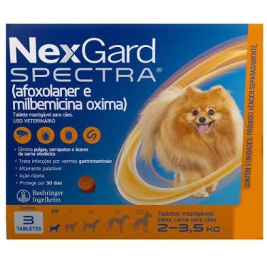 Imagem de NexGard Spectra Anti Pulgas e Carrapatos para Cães de 2 a 3,5kg 3 Tabl
