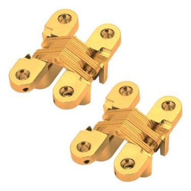 Imagem de Kit 2 Dobradiça Invisível 60mm Porta Oculta + 4 Parafusos - Rayco