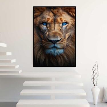 Imagem de Quadro com Moldura Leão de Judá Face Quadro Leão Decorativo Grande Sal