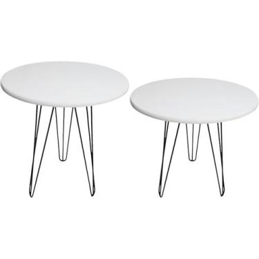Imagem de Kit 2 Mesas Yumi 45cm Hairpin Triplo 1/4 60cm e 50cm - Jthome, Branco