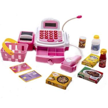 Imagem de Caixa de Mercado Infantil 6 7 8 Anos Luz Som Calculadora - DM Toys