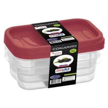 Imagem de Conjunto c/ 3 Potes Retangulares Graduados 300 ml - SANTANA