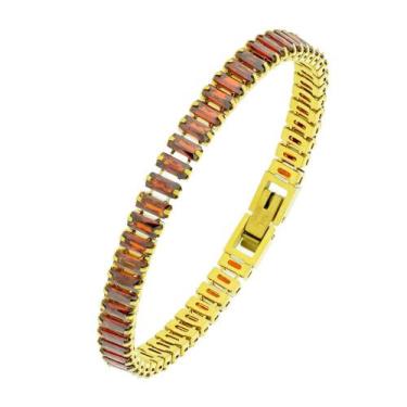 Imagem de Pulseira de Aço Riviera Rubi Zircônia Baguete 16cm IPG - Convex